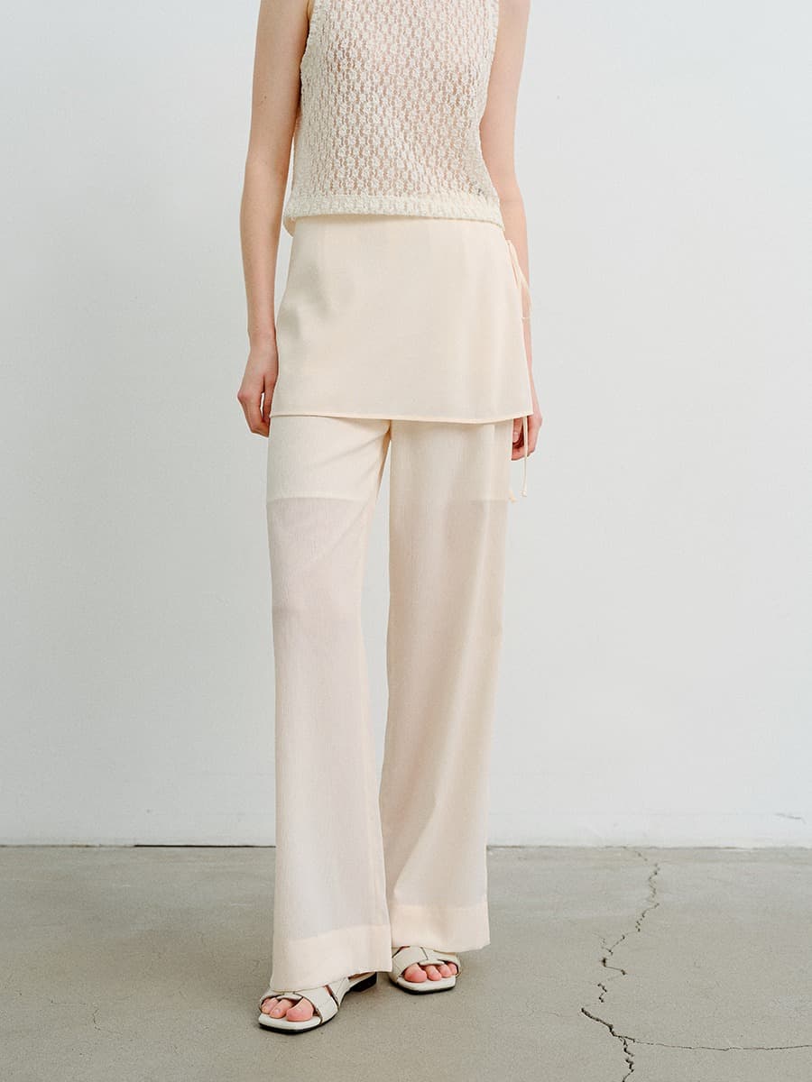 TVR SHEER LAYERED SKIRT PANTS_IVORY
