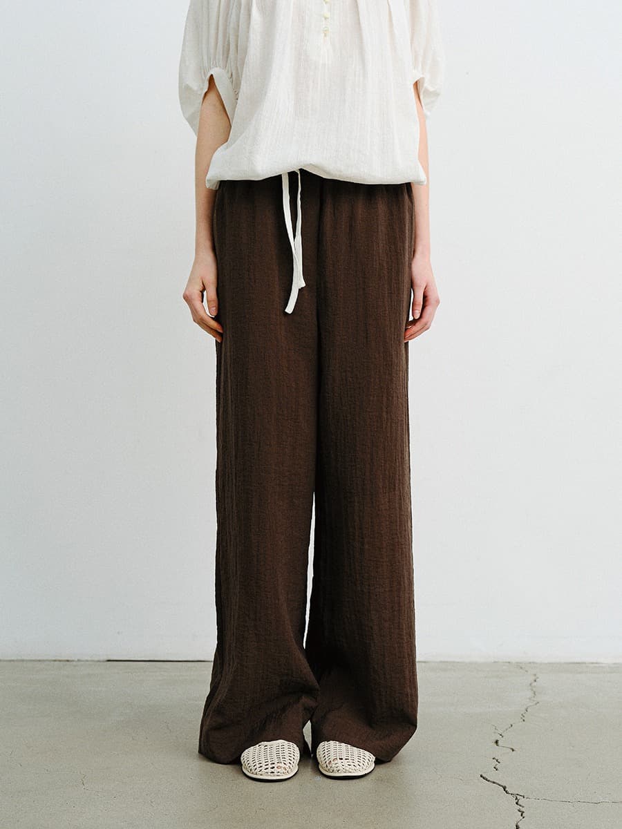 TVR LINEN BANDING TROUSERS_D-BROWN