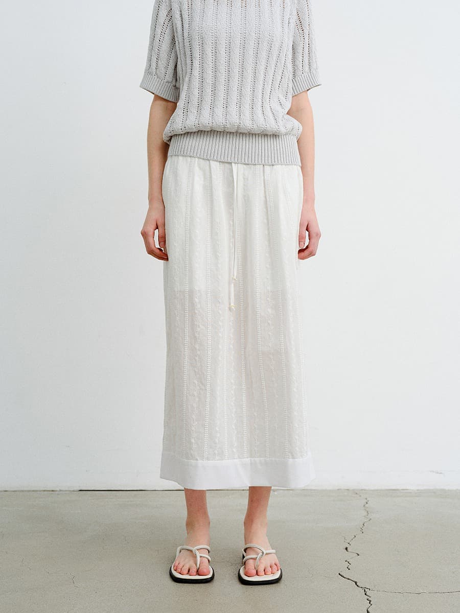 TVR EMBROIDERY BANDING SKIRT_WHITE
