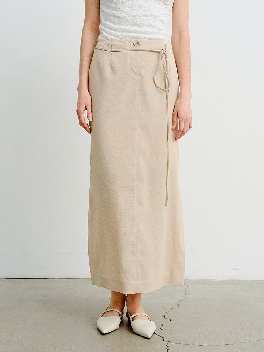 TVR H-LINE PENCIL SKIRT_BEIGE