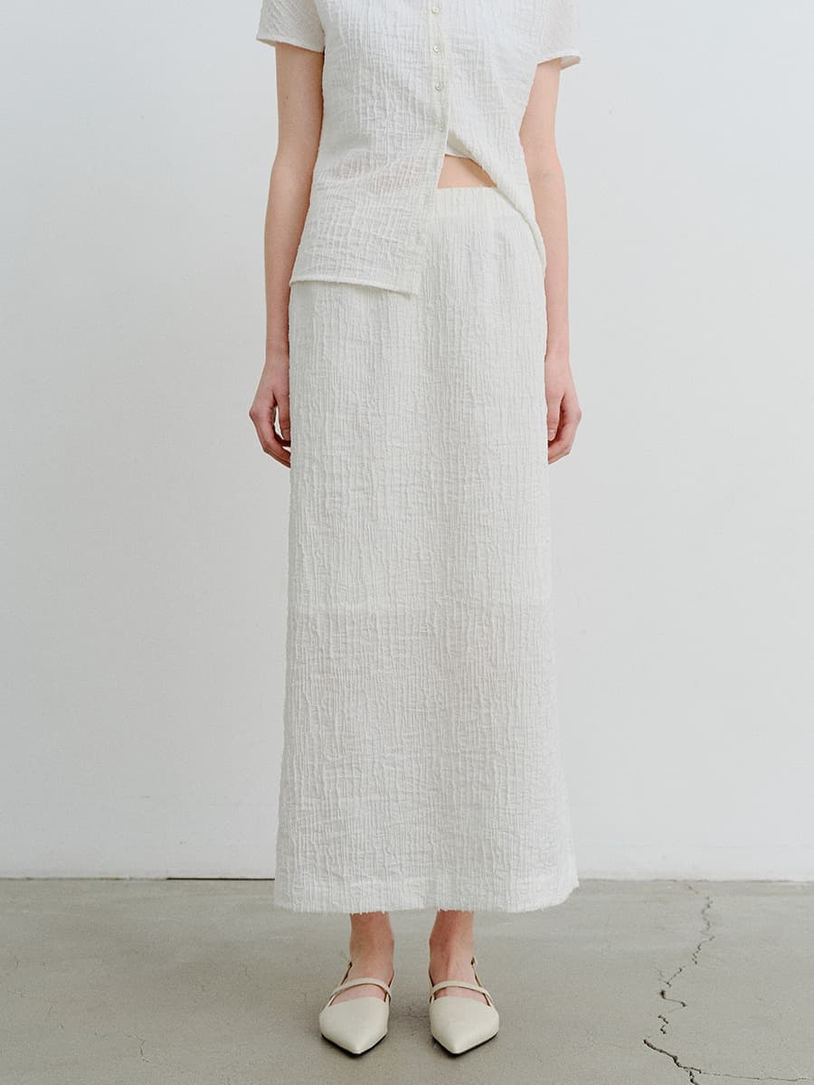 TVR JACQUARD STRETCH SKIRT_WHITE