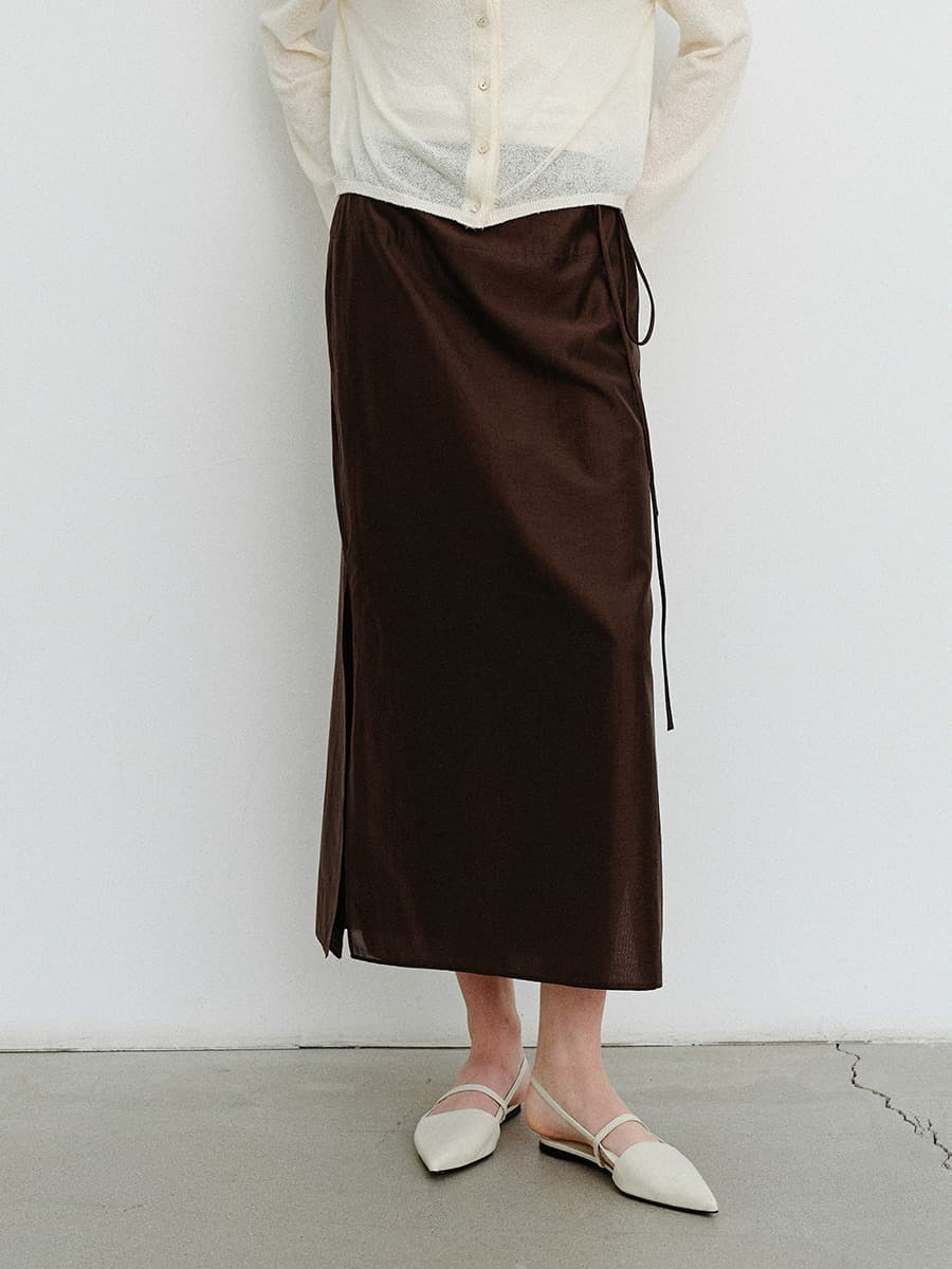 TVR LAYERED LONG SKIRT_BROWN