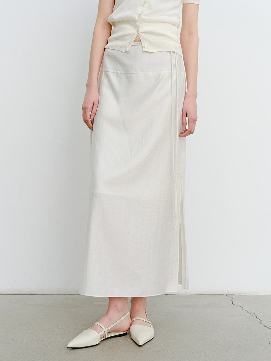 TVR LAYERED LONG SKIRT_IVORY