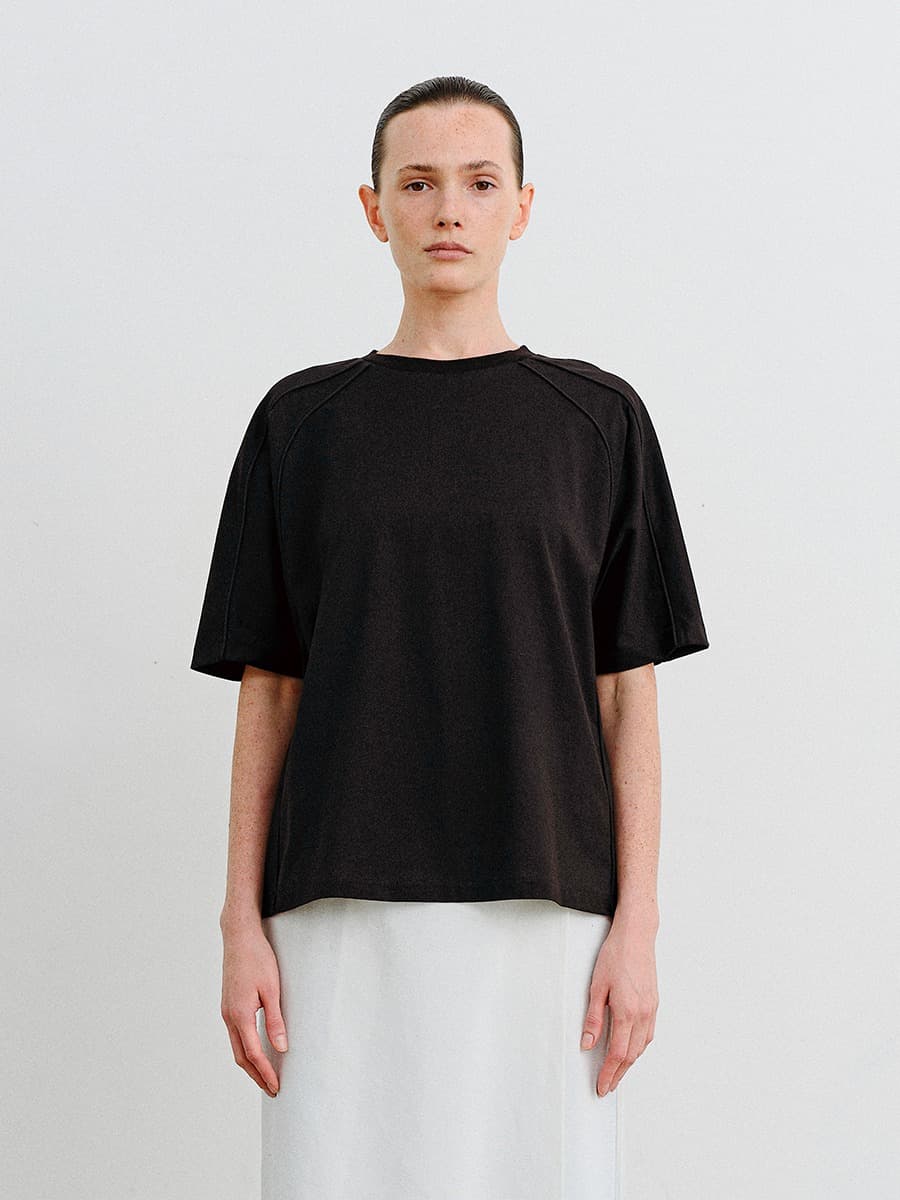 TVR DIVIDED SILKET TOP_BLACK