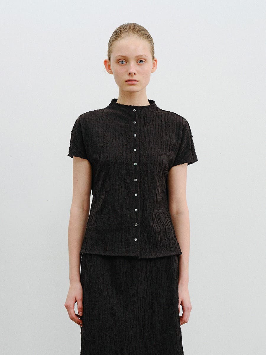 TVR JACQUARD STRETCH BLOUSE_BLACK