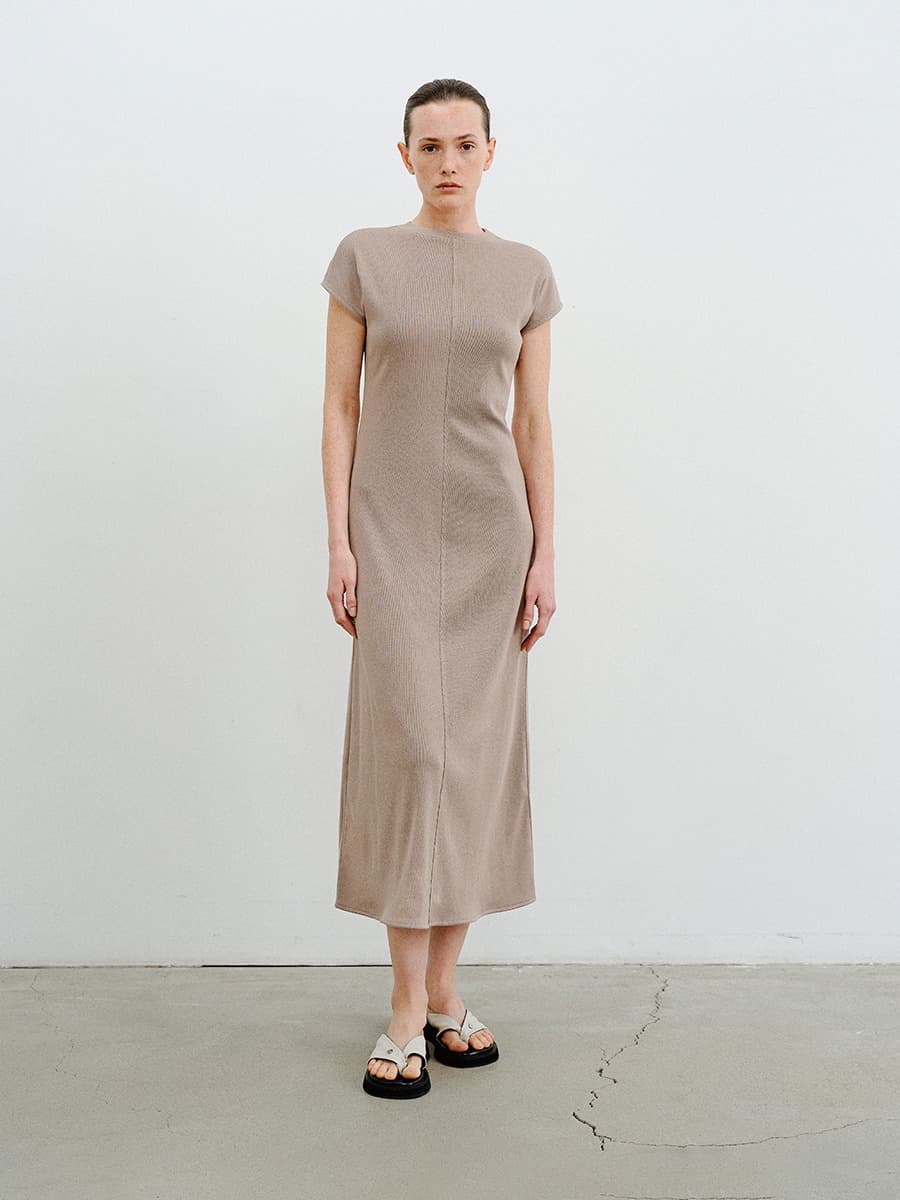 TVR CAP SLEEVE JERSEY DRESS_DUST