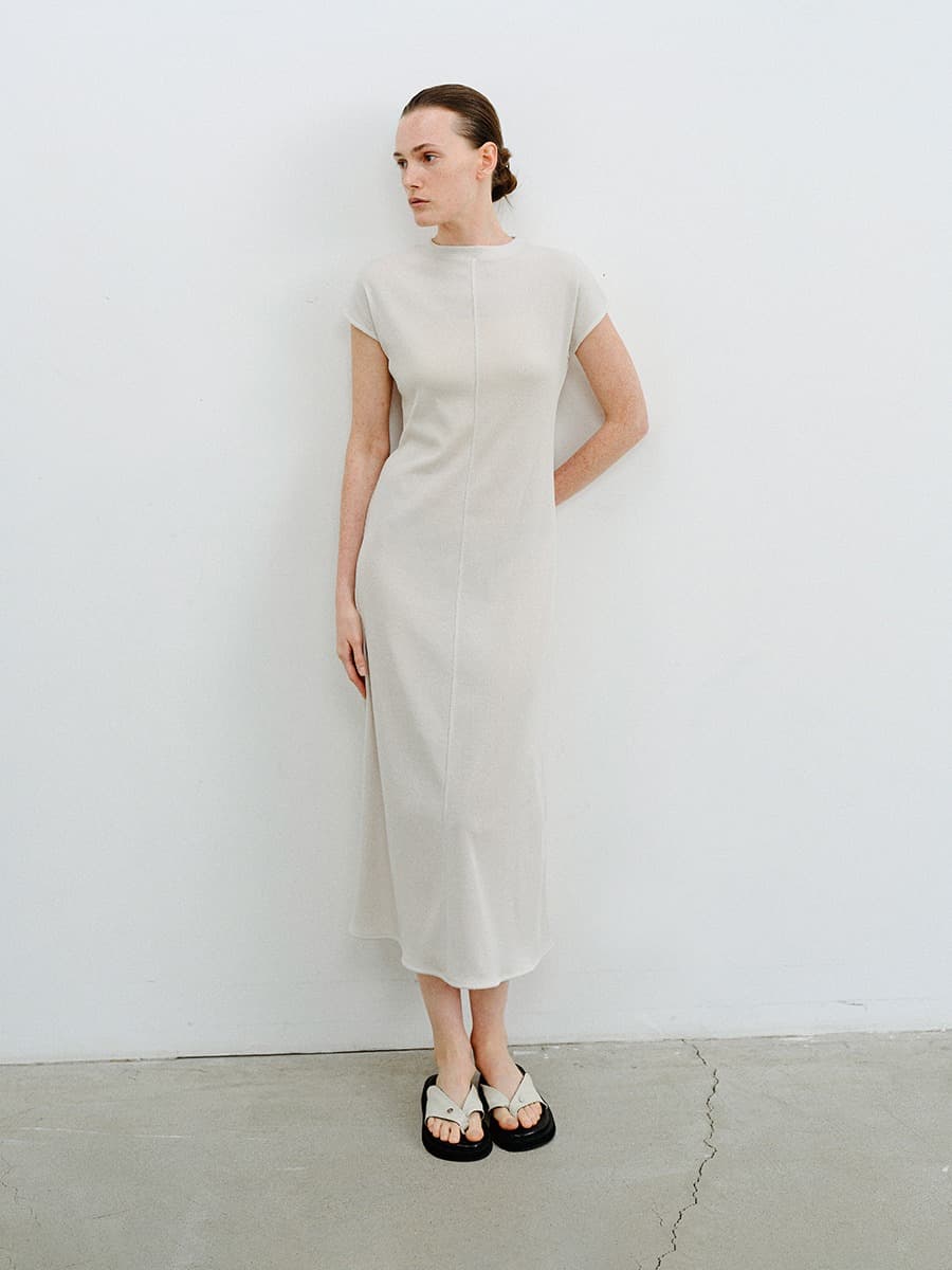 TVR CAP SLEEVE JERSEY DRESS_L-GREY
