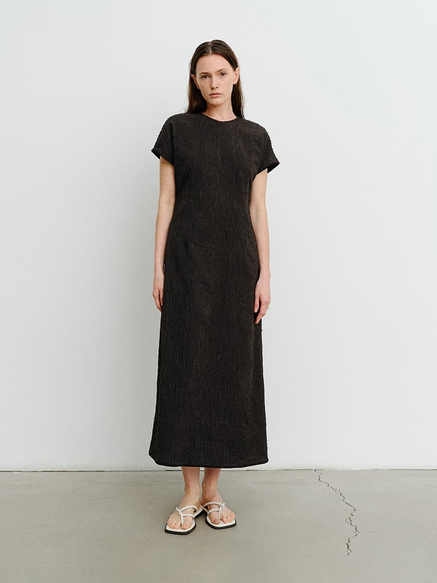 TVR JACQUARD STRETCH DRESS_BLACK