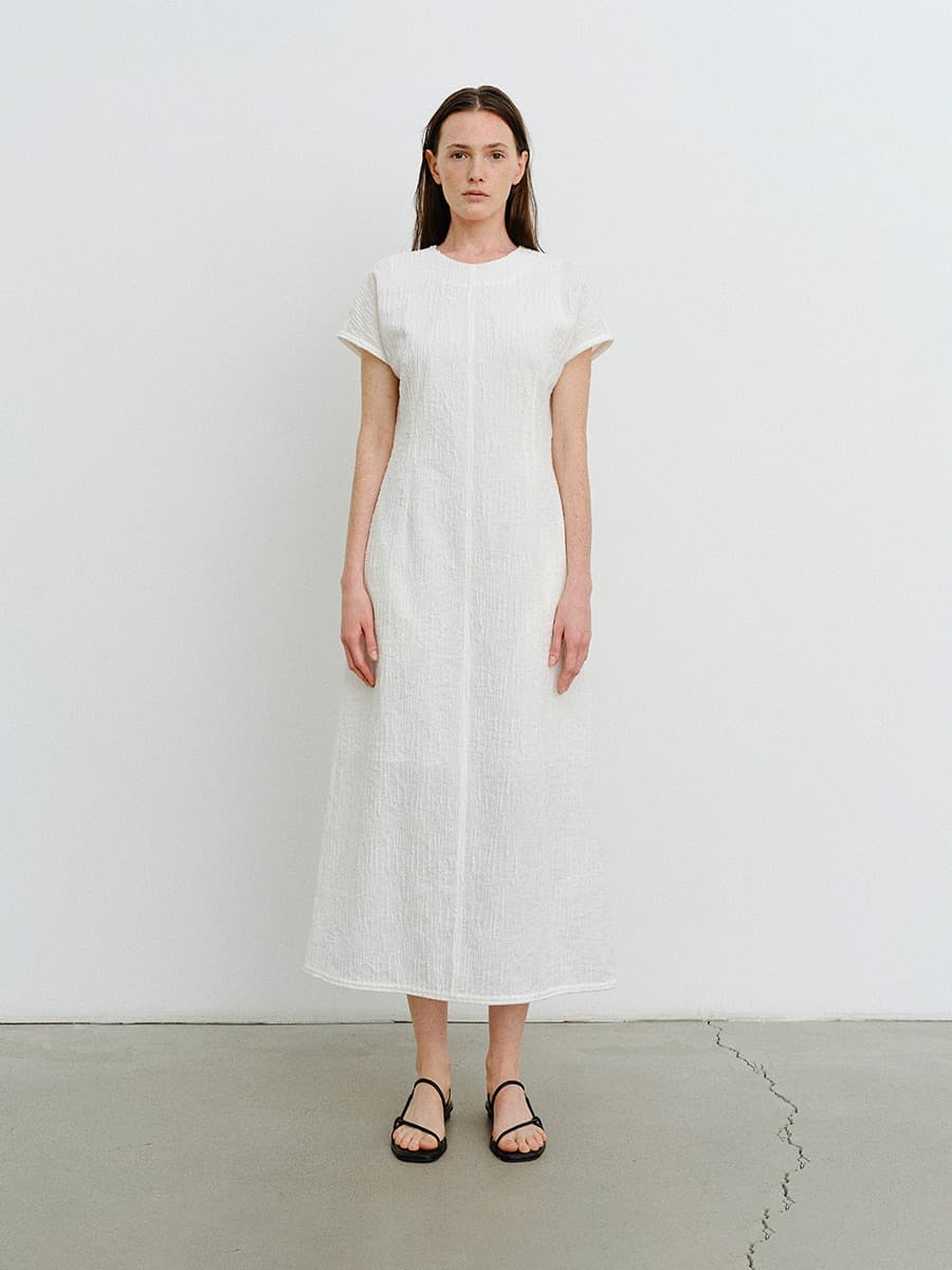 TVR JACQUARD STRETCH DRESS_WHITE