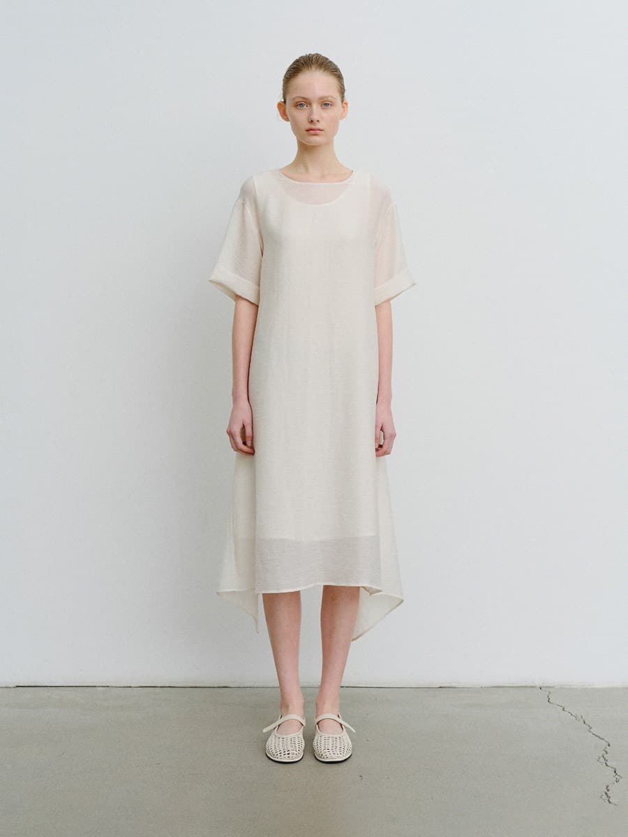 TVR LAYERED WRAP DRESS_IVORY