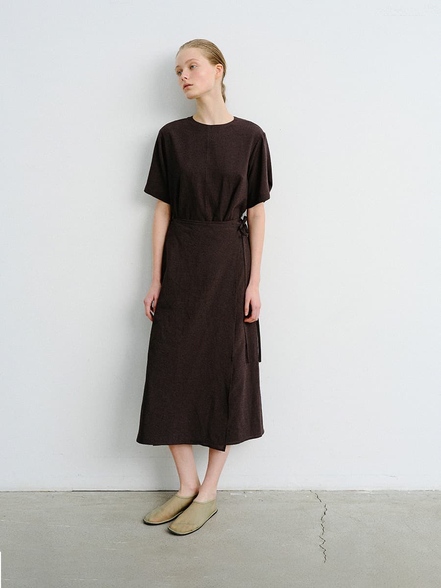 TVR SKIRT LAYERED DRESS_D-BROWN