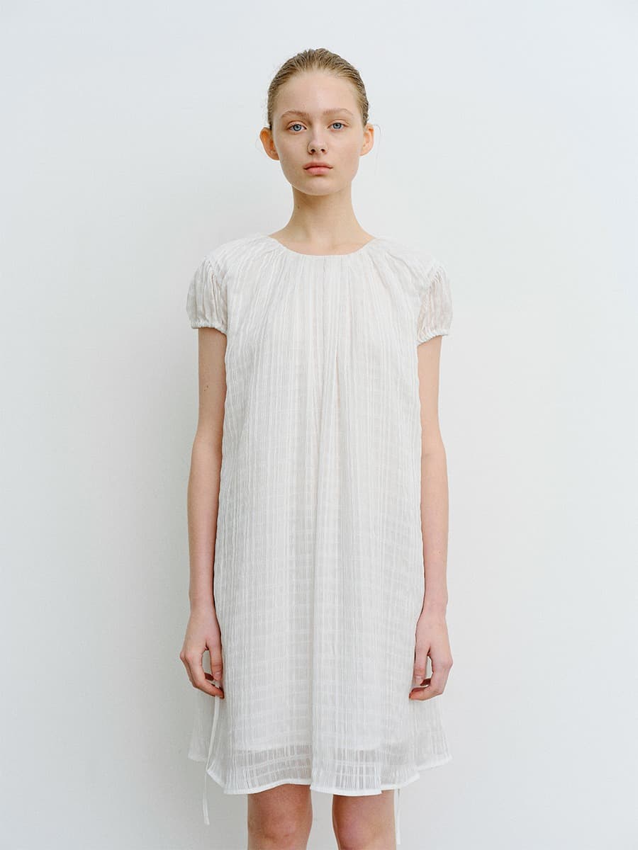TVR CHECK VOLUME DRESS_WHITE