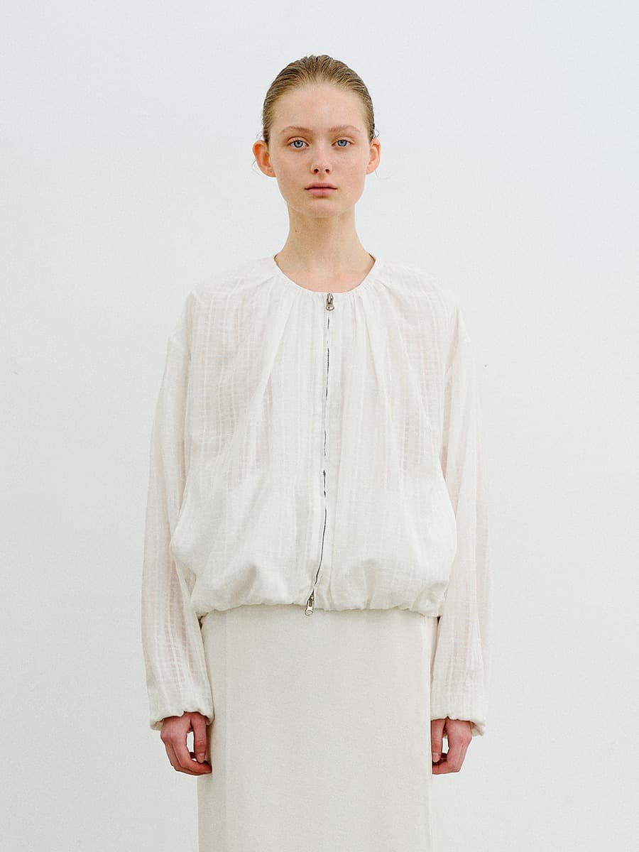 TVR SEERSUCKER BANDING JUMPER_IVORY CHECK