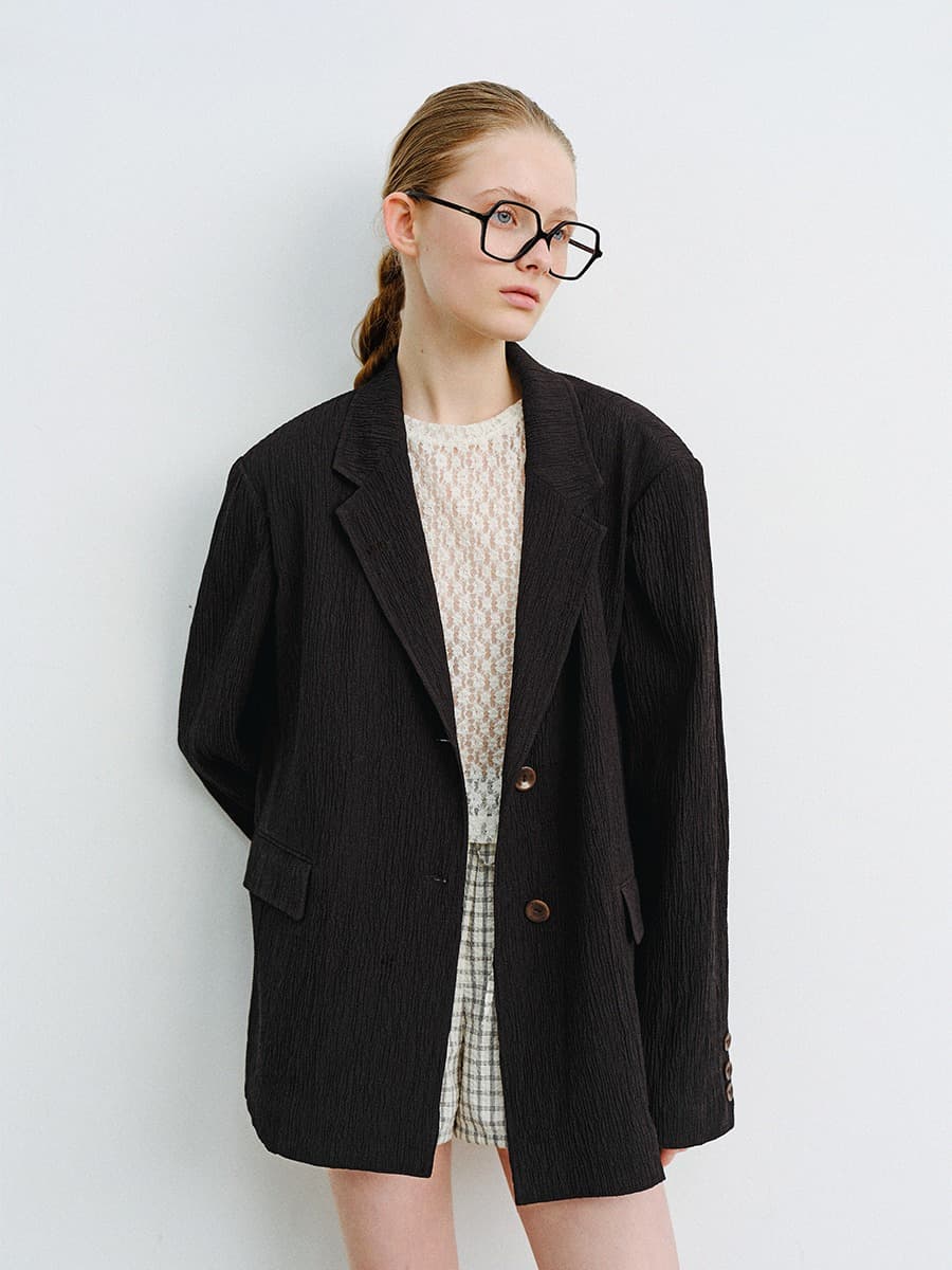 TVR LINEN CREASE BLAZER_BLACK