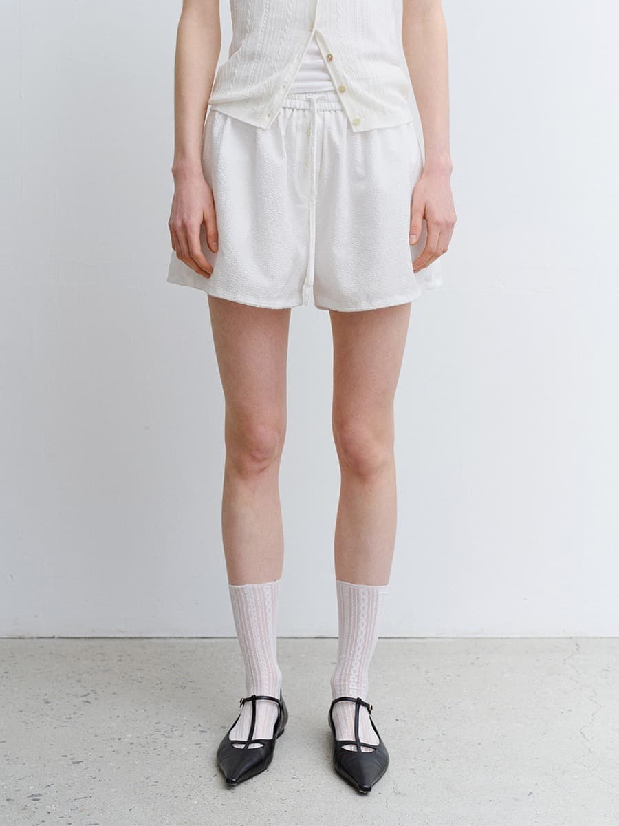 TVR SEERSUCKER BANDING SHORTS_WHITE