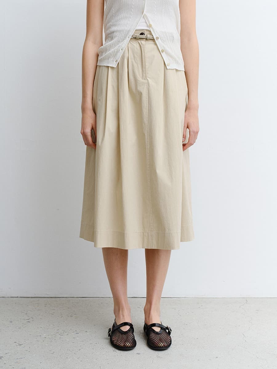 TVR COTTON FLARE SKIRT_BEIGE — vue 1