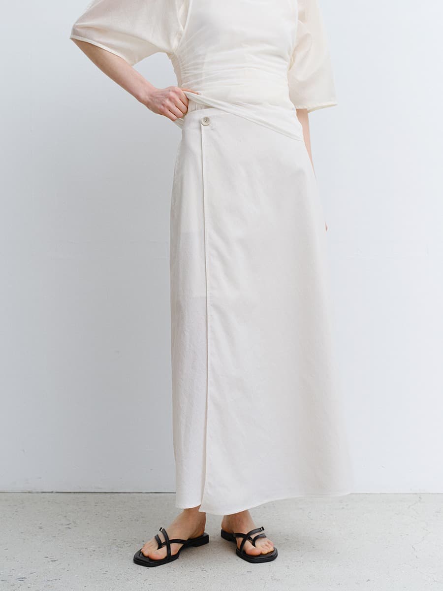 TVR WRAP LONG SKIRT_ ECRU