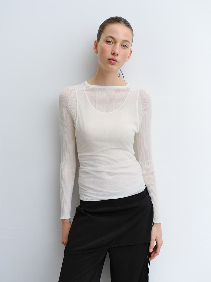 TVR RIBBED SILK KNIT TOP_IVORY