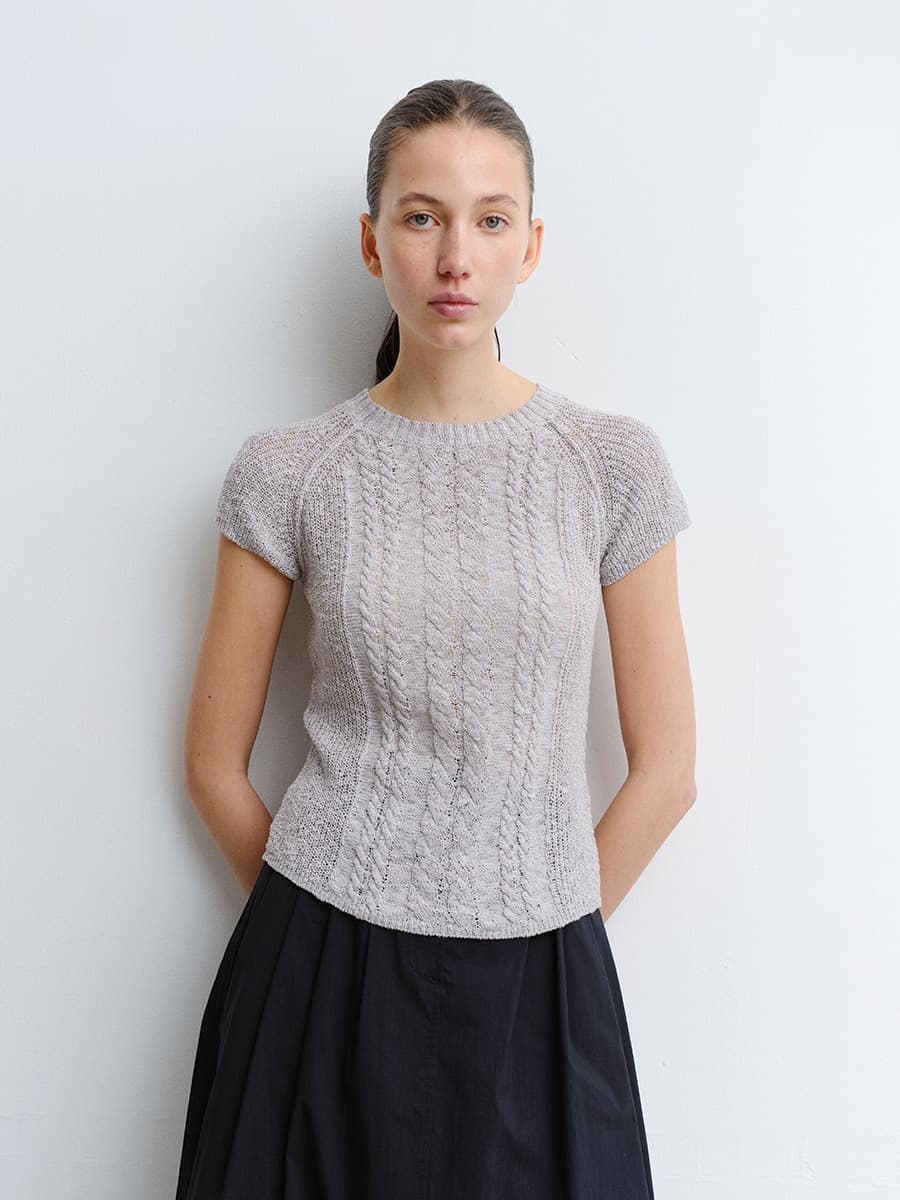 TVR COTTON CABLE KNIT TOP_L-GREY