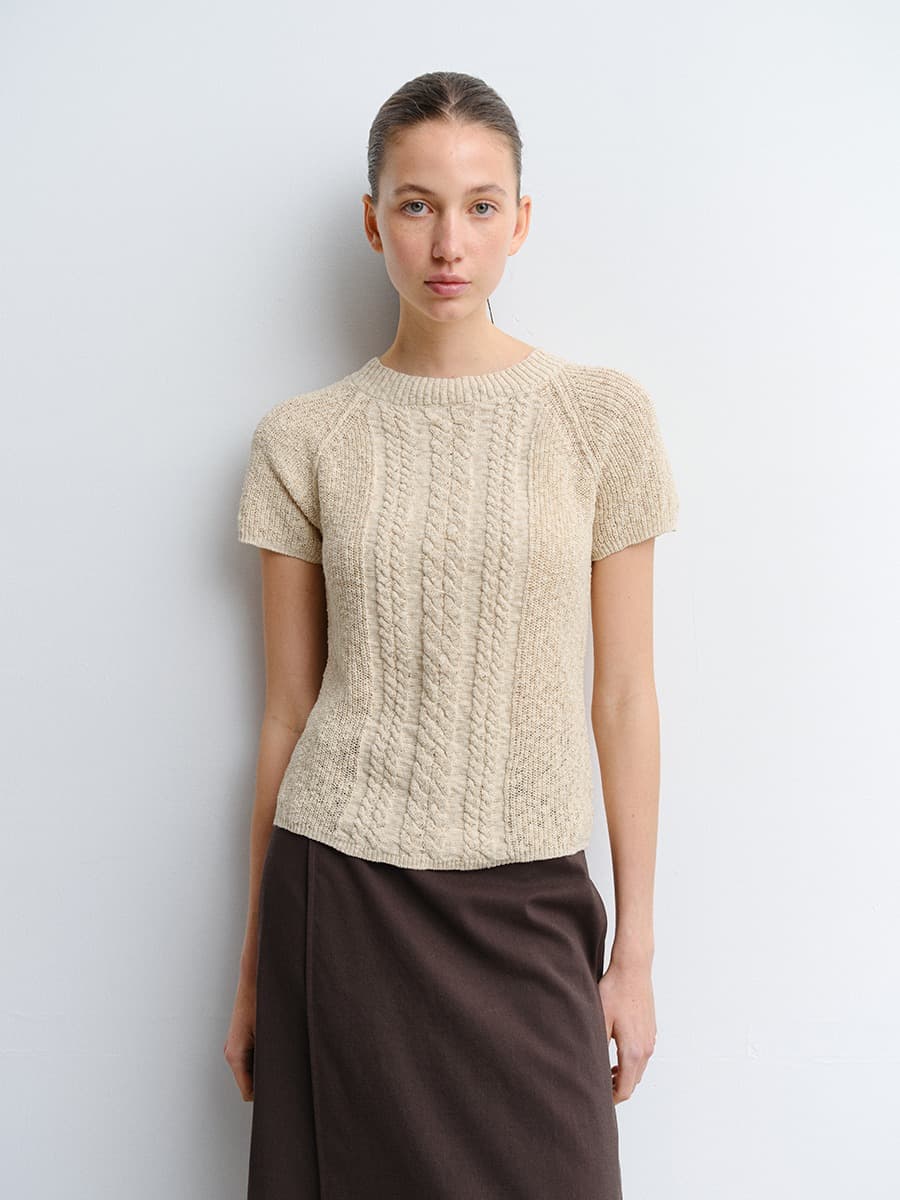 TVR COTTON CABLE KNIT TOP_BEIGE