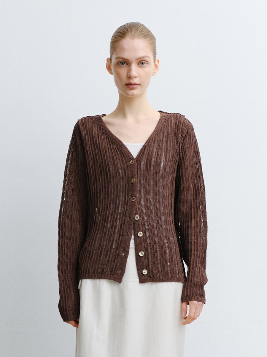 TVR LOOSE FIT KNIT CARDIGAN_BROWN