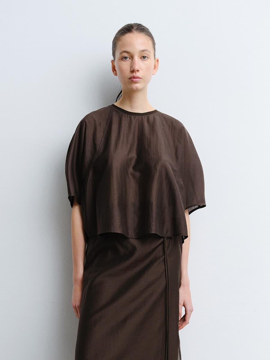 TVR VOLUME SLEEVE BLOUSE_BROWN