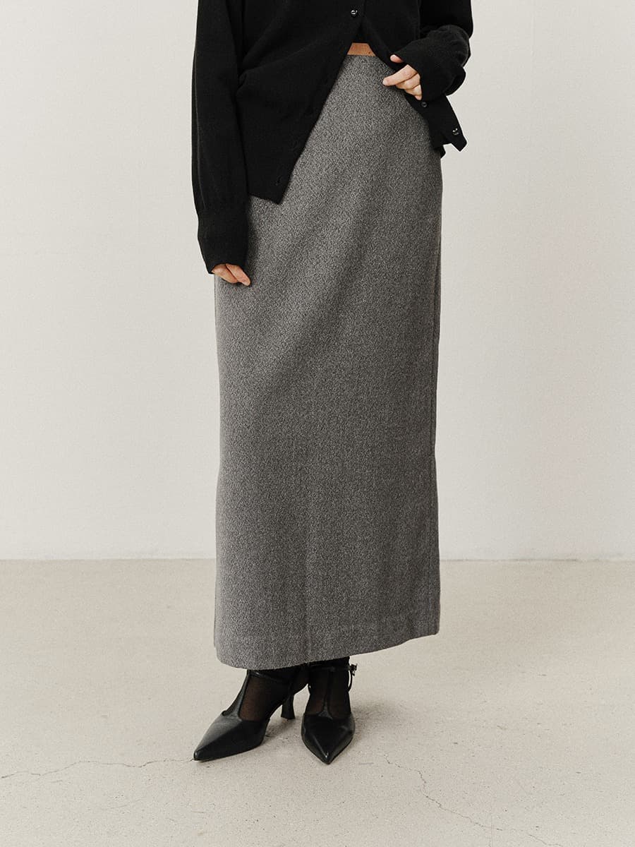 TVF CRINKLE SEMI H-LINE SKIRT_GREY