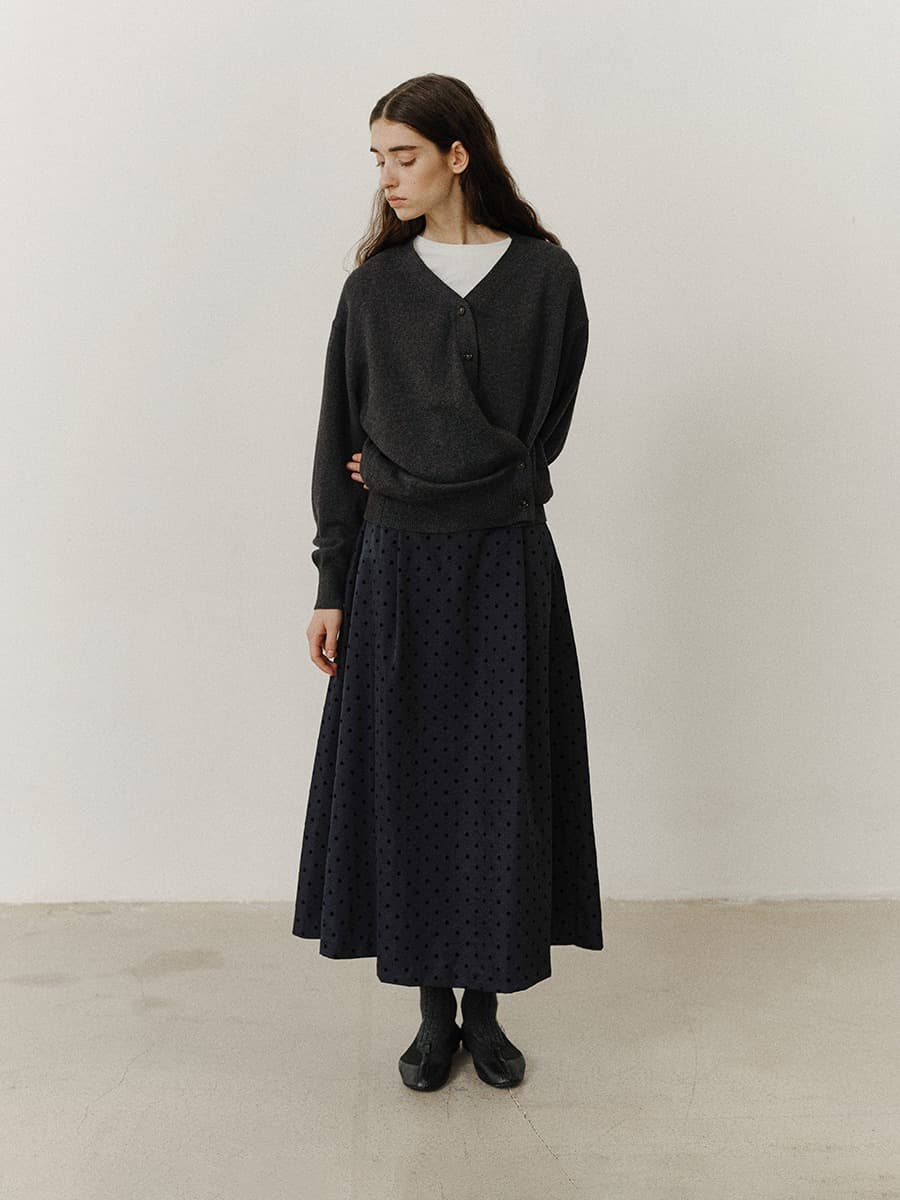 TVF DOT FLARED SKIRT_NAVY