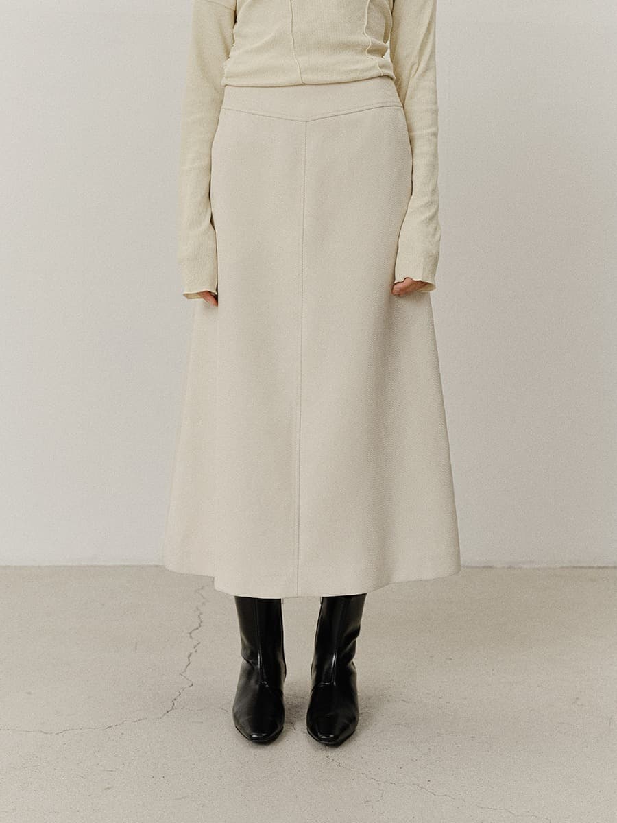 TVF TWILL SEMI A-LINE SKIRT_CREAM