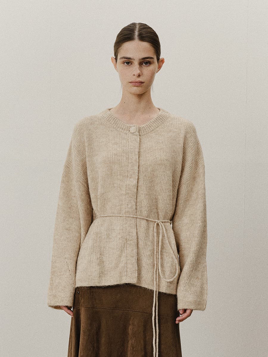 TVF ALPACA ROUND NECK CARDIGAN_BEIGE
