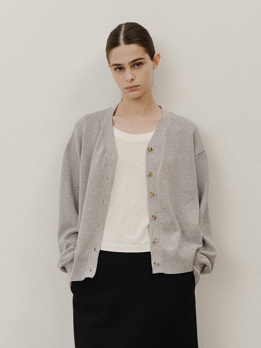 TVF COTTON CASHMERE KNIT CARDIGAN_L-GREY