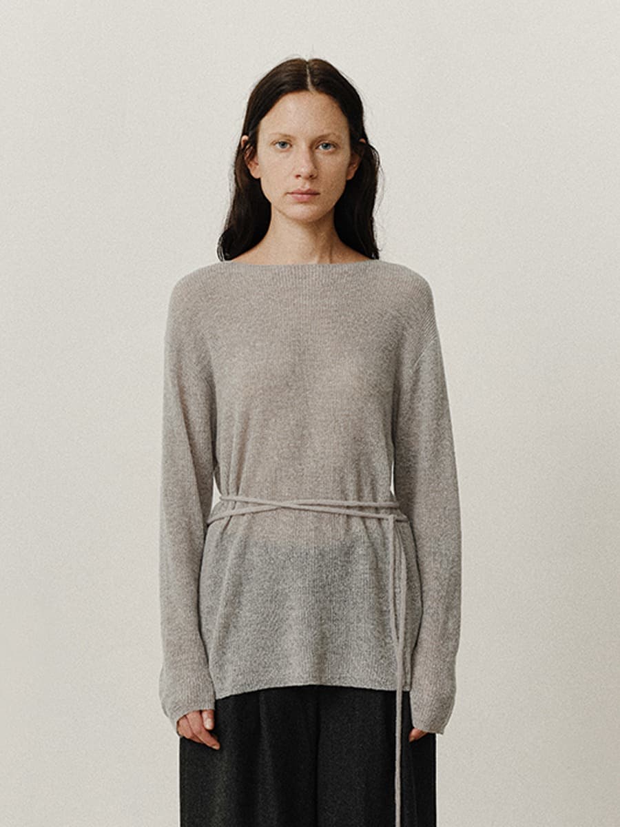 TVF LOOSE FIT STRING ALPACA KNIT TOP_GREY
