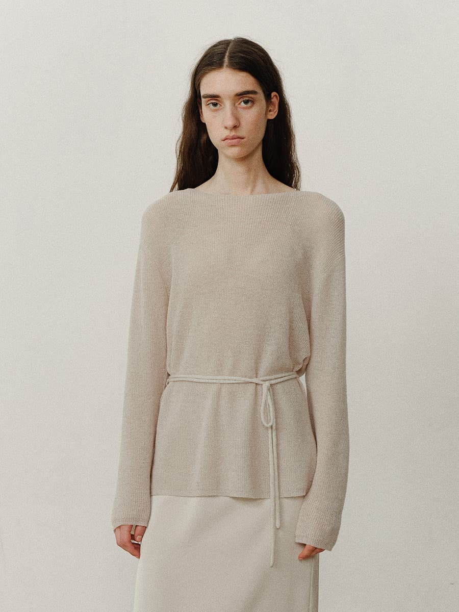 TVF LOOSE FIT STRING ALPACA KNIT TOP_OATMEAL