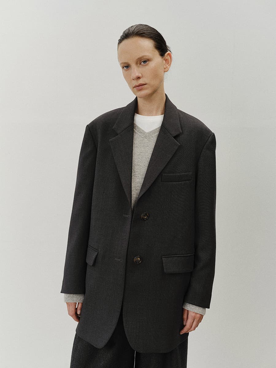 TVF 2BUTTON SINGLE BLAZER_CHARCOAL