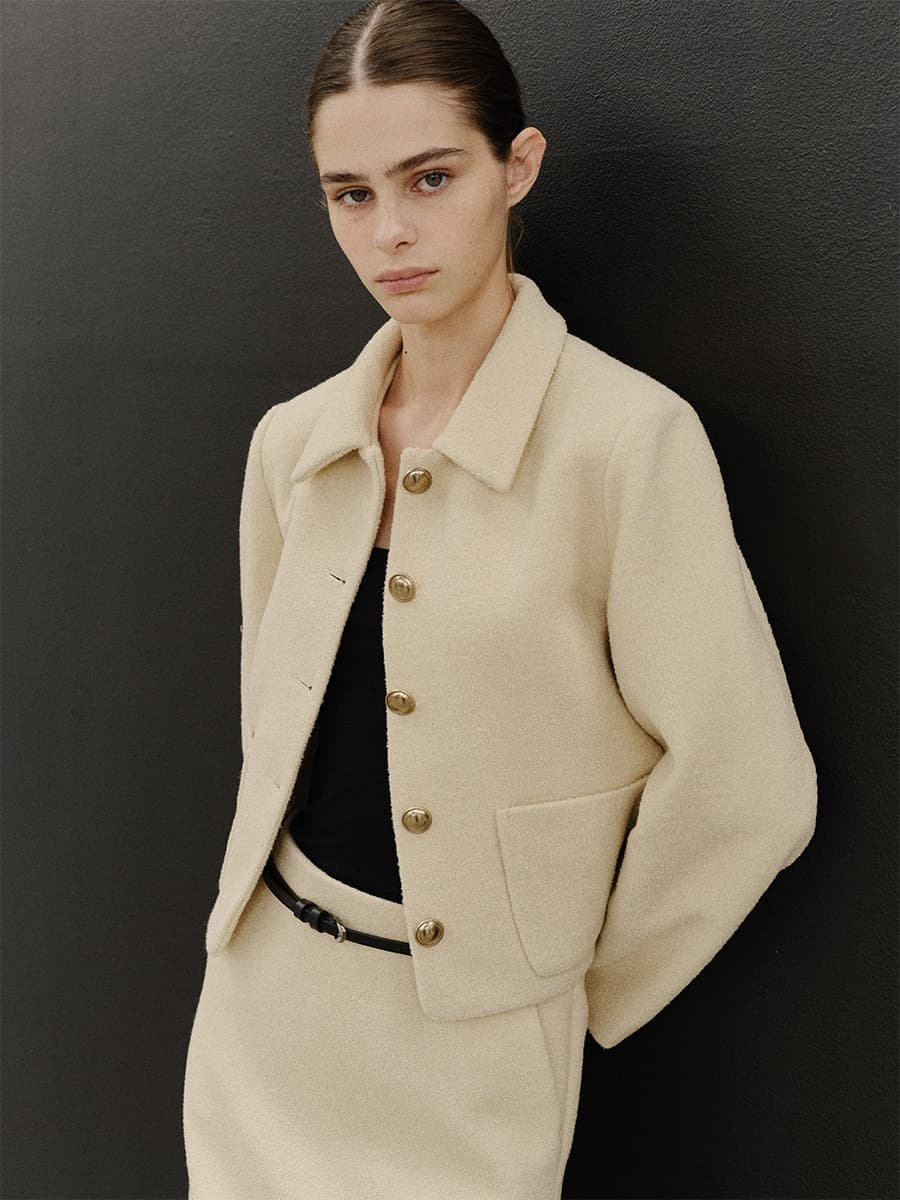 TVF WOOL BOUCLE TWEED BLAZER_Y-BEIGE