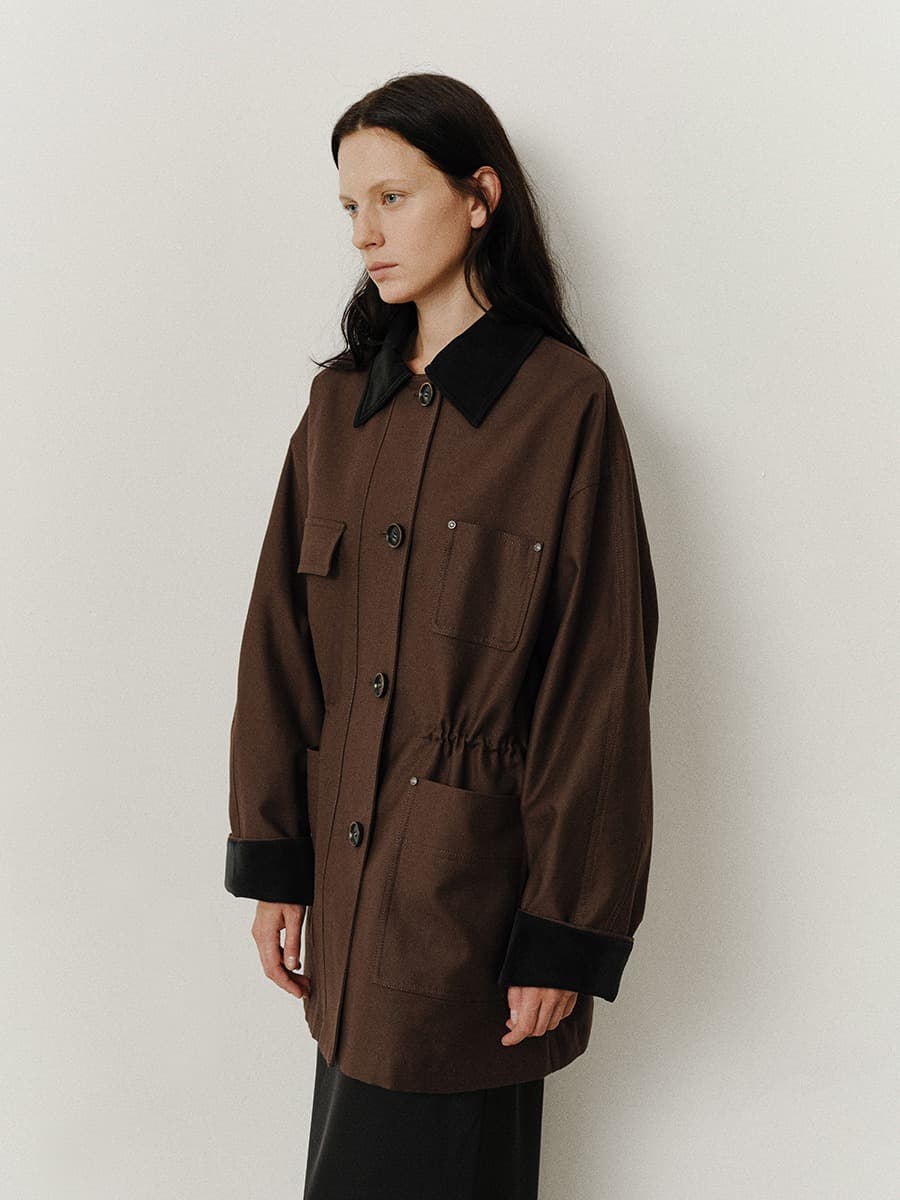 TVF COTTON HALF WORK JACKET_D-BROWN