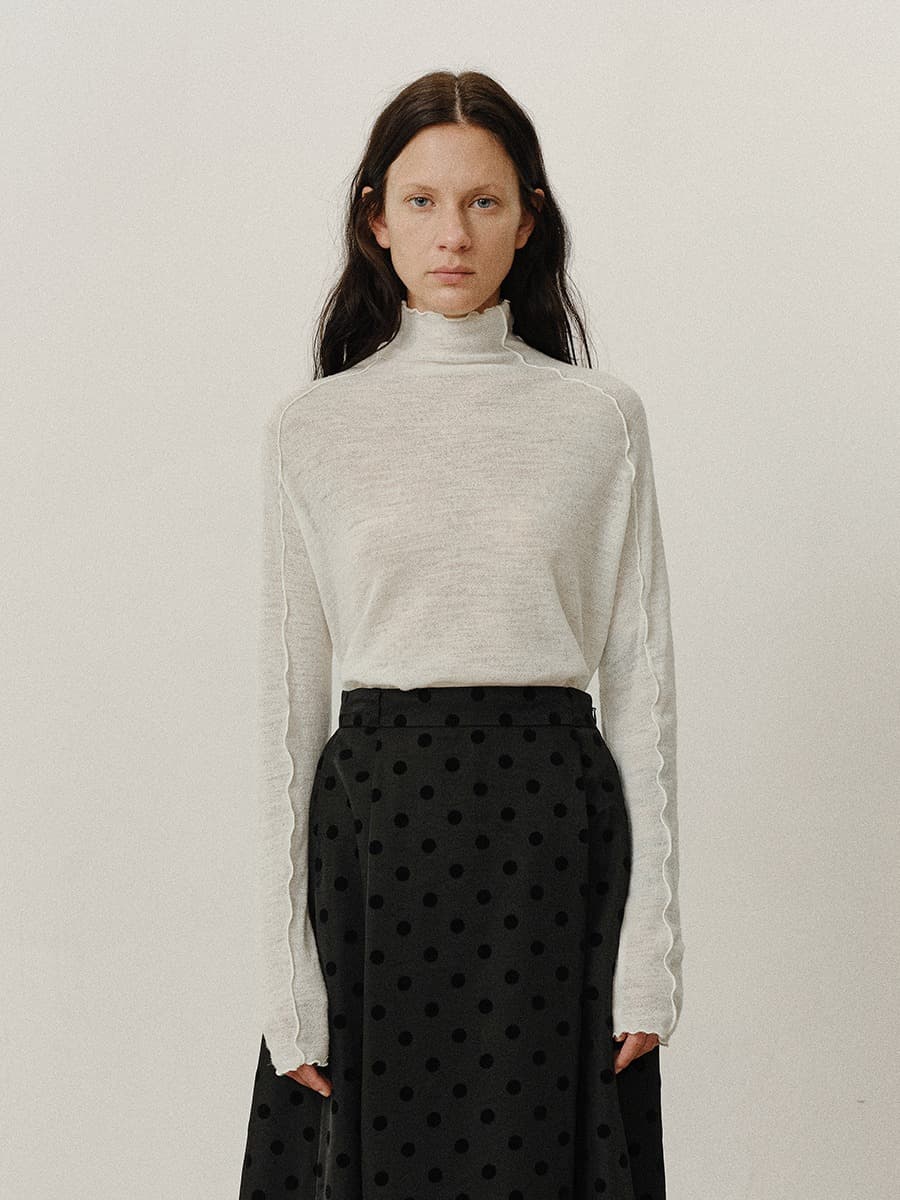 TVF WOOL LINE TURTLENECK TOP_IVORY