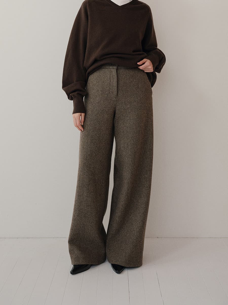 TVW WOOL WIDE TROUSERS_BROWN