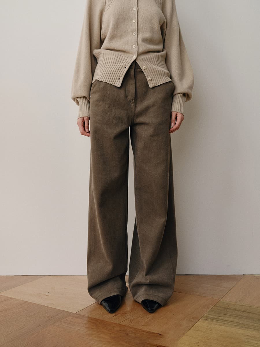 TVW DIVIDED COTTON PANTS_BROWN