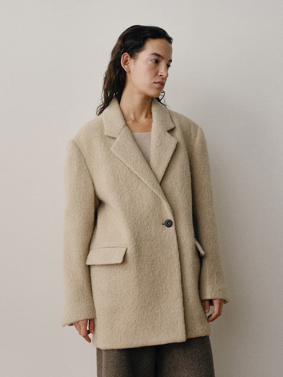 TVW ALPACA WOOL HALF JACKET_BEIGE