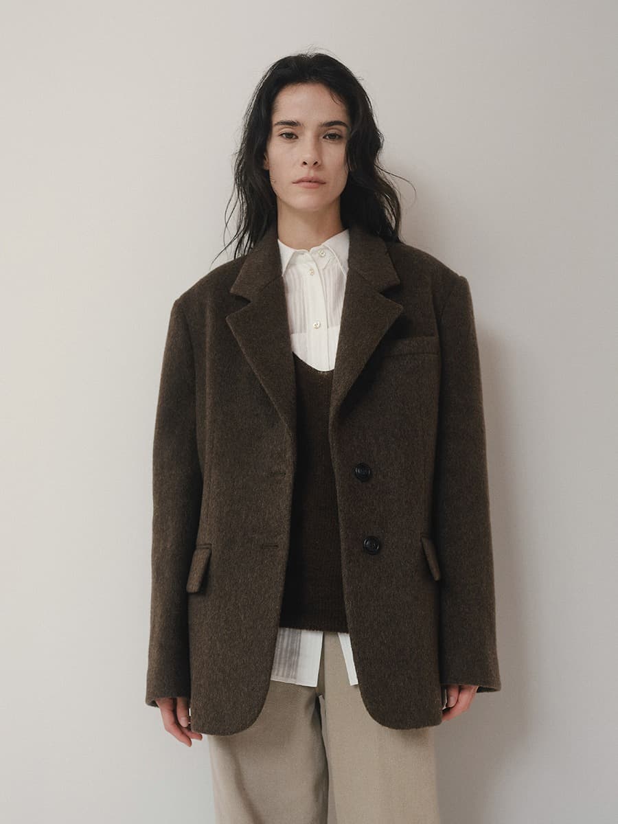 TVW CASHMERE WOOL SINGLE BLAZER_BROWN