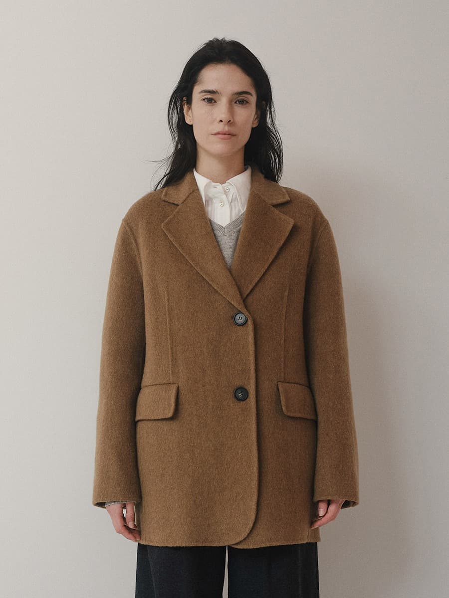 TVF CAMEL HAIR SEMI DOUBLE BLAZER [HAND MADE]_BROWN
