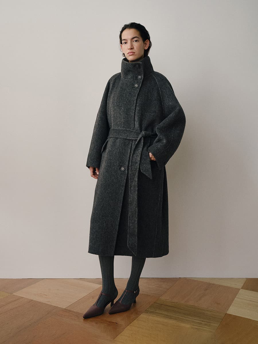 TVF YAK SILK DOUBLE COAT [HAND MADE]_CHARCOAL