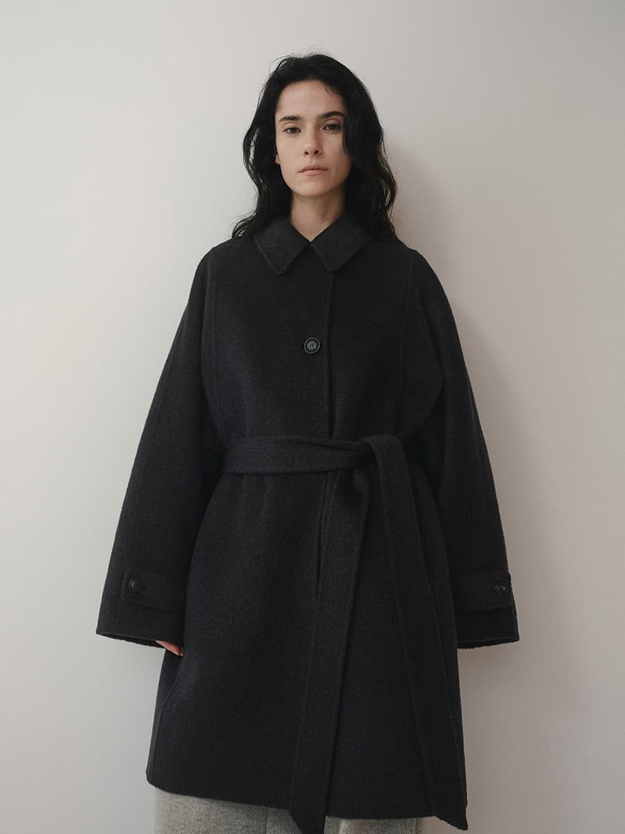 TVF CASHMERE SOUTIEN HALF COAT [HAND MADE]_CHARCOAL