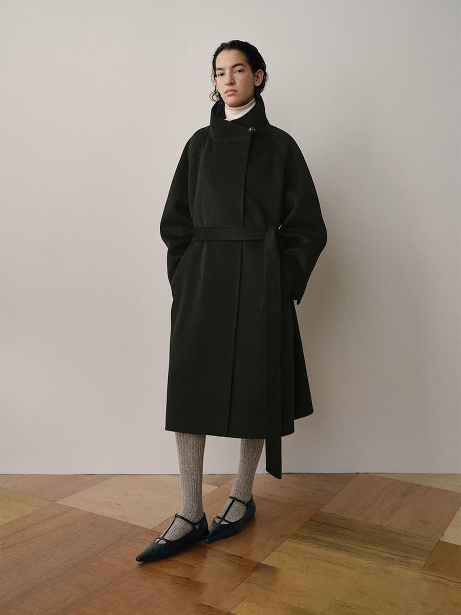TVF WOOL100 LONG HAIR HIGH NECK COAT [HAND MADE]_BLACK