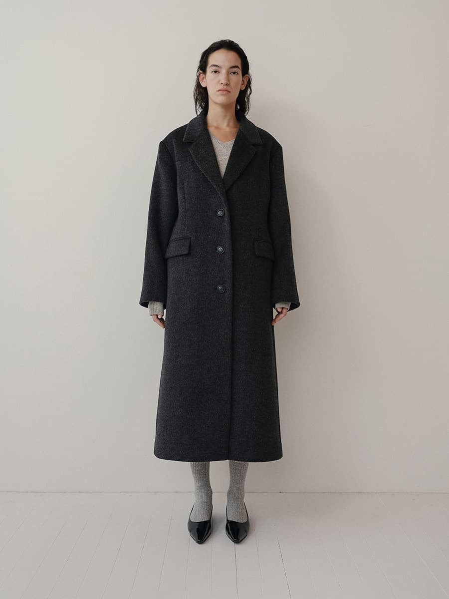 TVW CASHMERE SINGLE BREASTED COAT_CHARCOAL