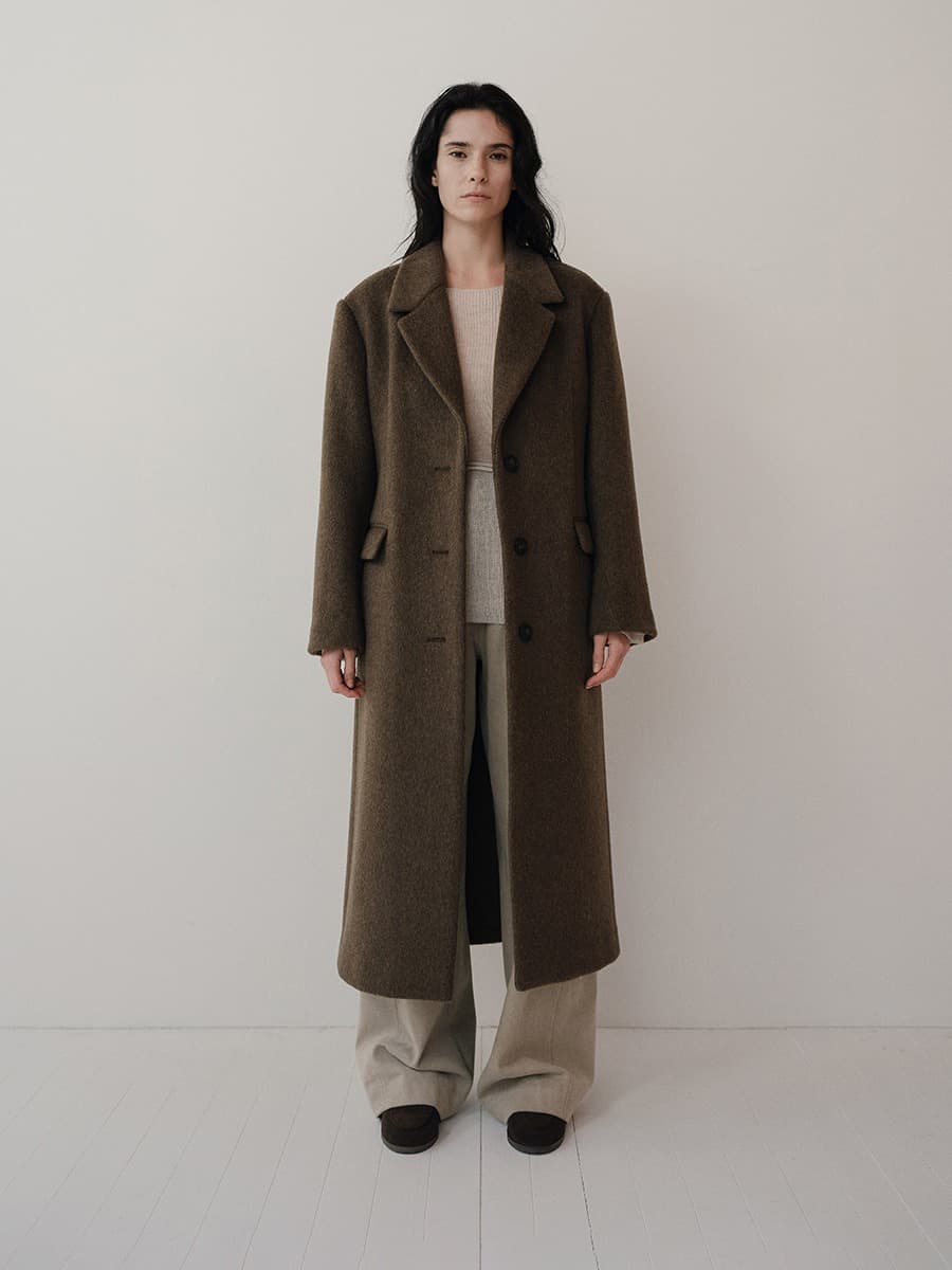TVW CASHMERE SINGLE BREASTED COAT_BROWN