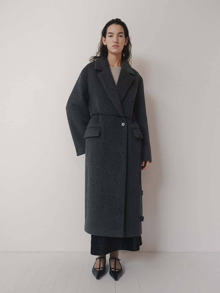 TVW ALPACA DOUBLE LONG COAT_CHARCOAL