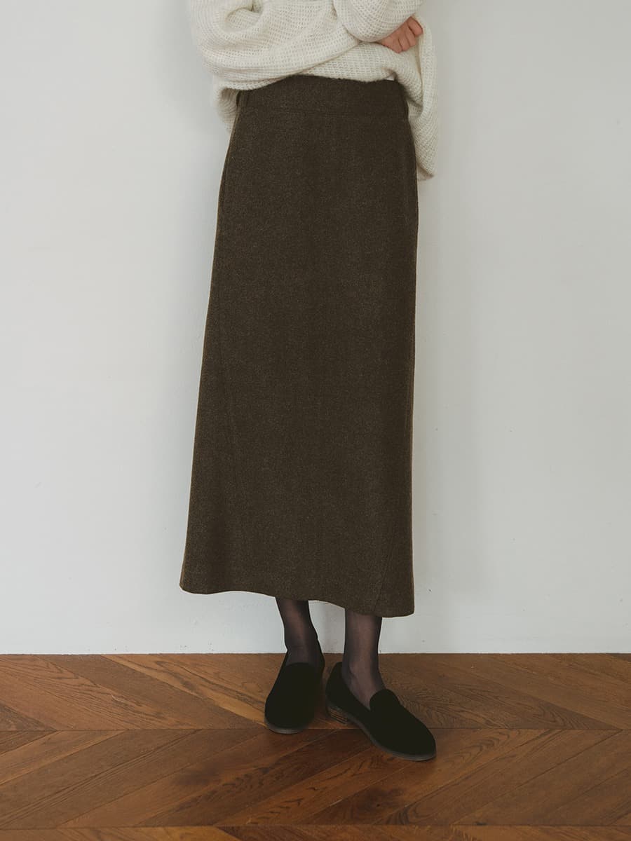 TVW WOOL DIVIDED SKIRT_BROWN