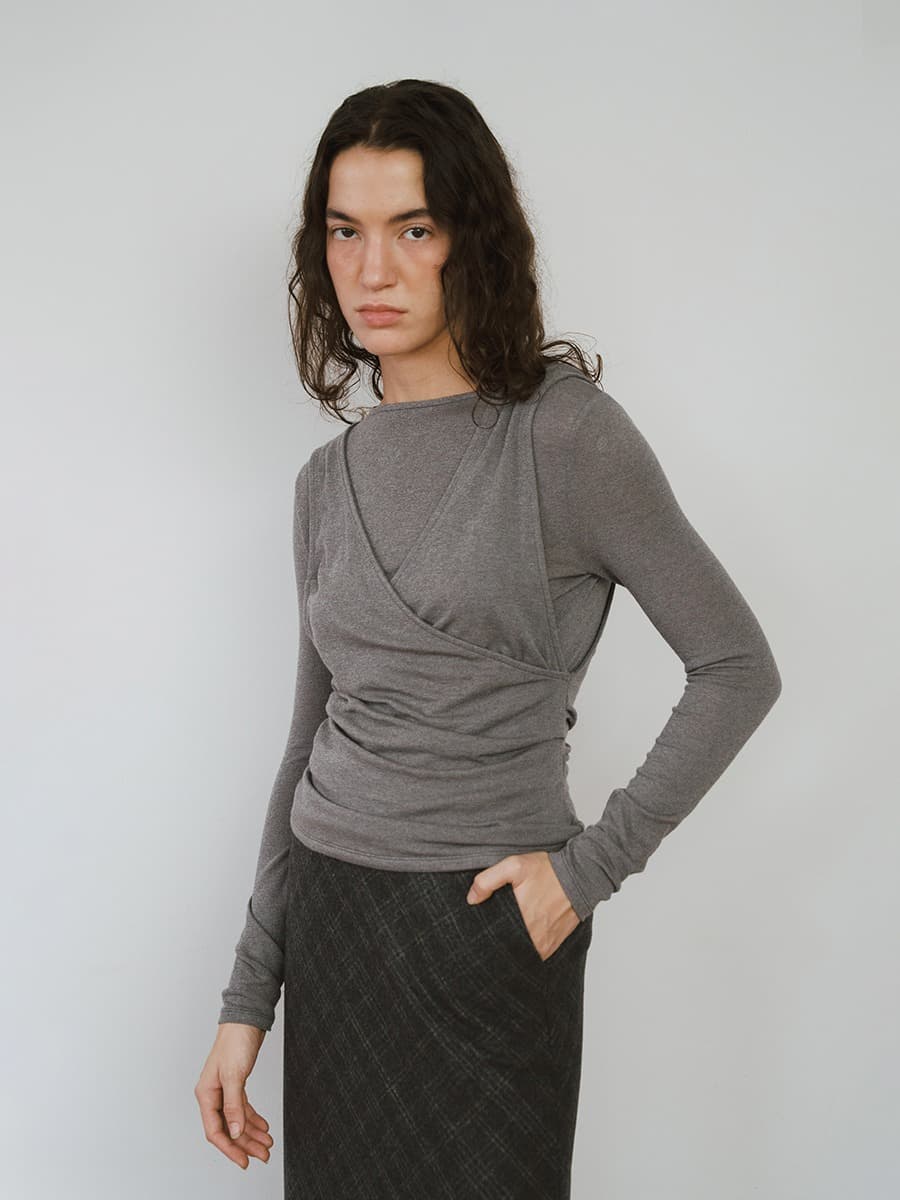 TVW DRAPED LAYER TOP_GREY